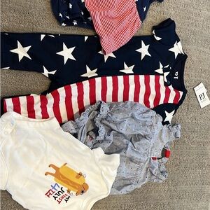 0to 3 month girl Fourth of July 5 piece bundle